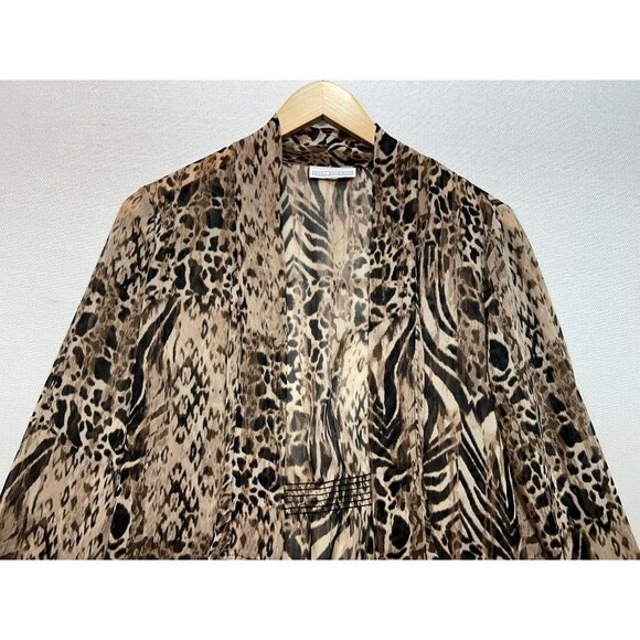 Dana Buchman Womens Coatigan Jacket Brown Snakeskin Animal Print Open Front Y2K - Picture 3 of 11